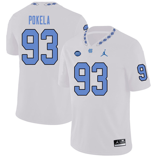 Jordan Brand Men #93 Mats Pokela North Carolina Tar Heels College Football Jerseys Sale-White